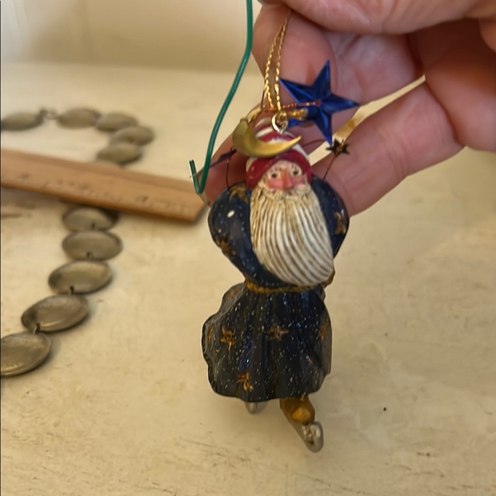 Pam Schifferl Whimsical Christmas Santa Ornament with Stars